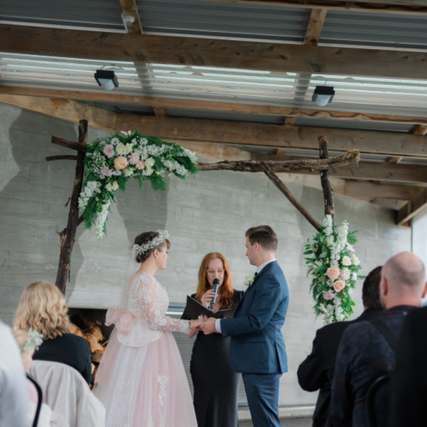 Wedding couple at Kauri Bay Boomrock, photographed by James Watt