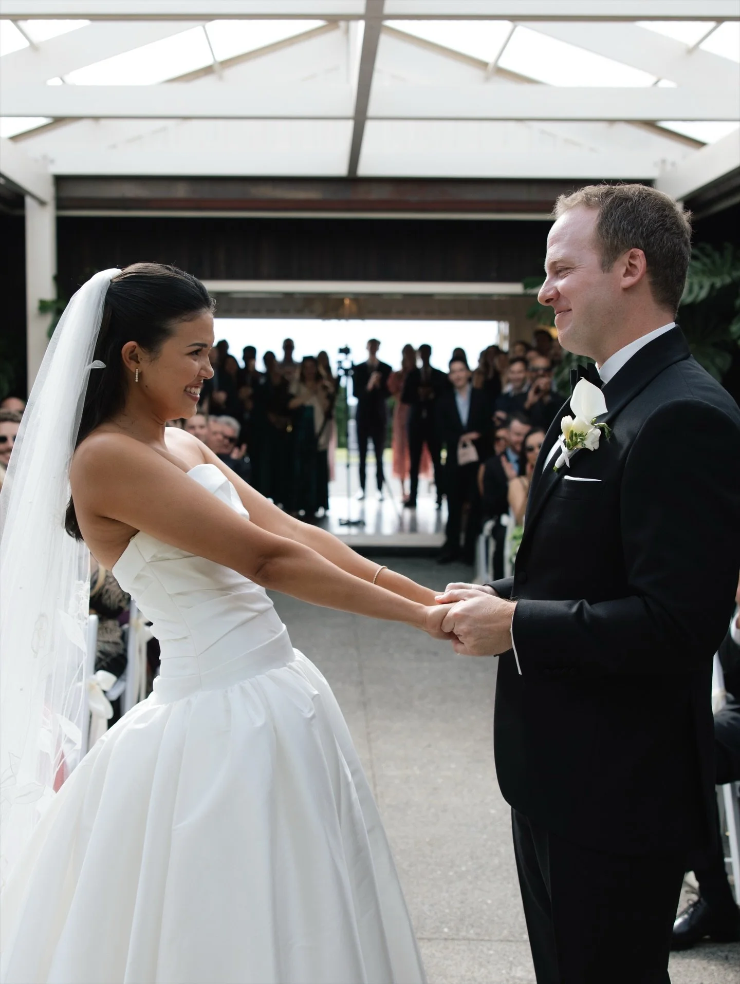 Yasmin and Dylan at their Mudbrick Winery wedding ceremony