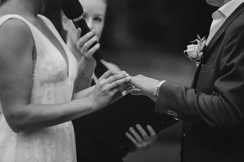 Outdoor wedding ceremony officiated by Jacqueline Nairn