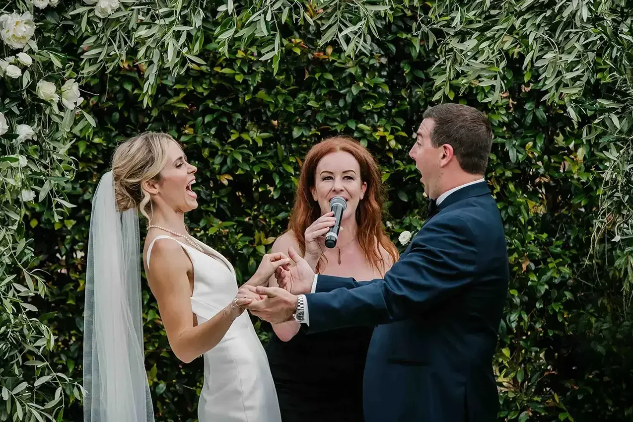 Anna and Mike during their Mudbrick ceremony