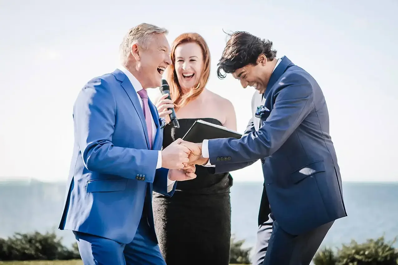Tim and Vaj at their wedding ceremony