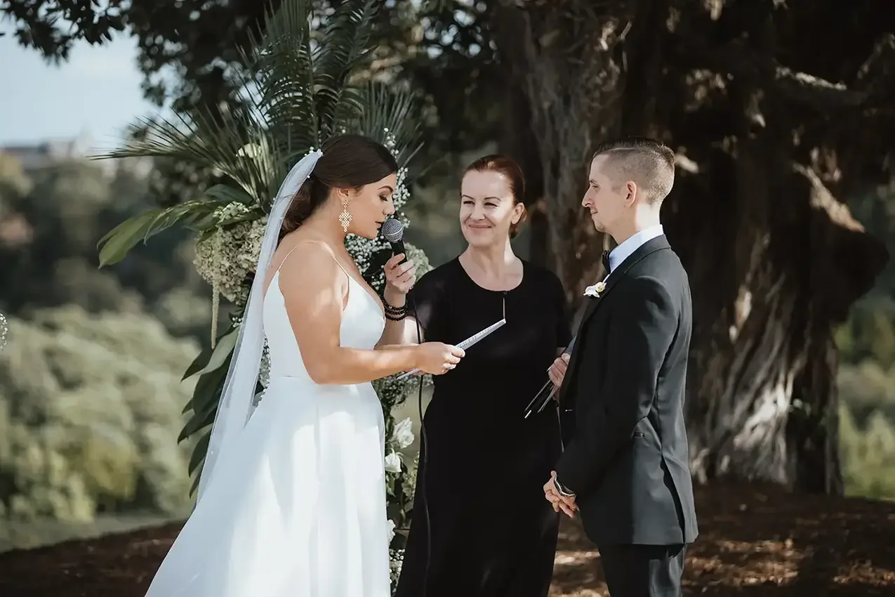 Couple working with Jacqueline Nairn on their wedding ceremony
