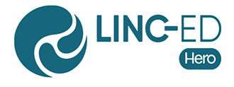 LINC-ED Hero logo with a circular design and text
