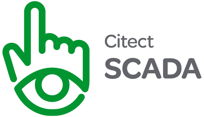 A green icon of a hand with an eye at the wrist and the text 'Citect SCADA' in gray.