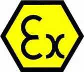 A yellow hazard sign with a black border displaying the letters 'Ex' in black.