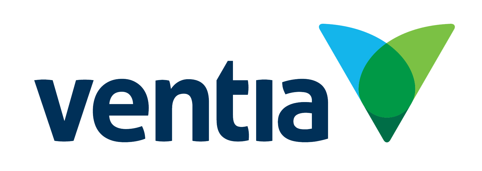 Ventia logo with the word 'ventia' in dark blue lowercase letters and a stylized green and blue leaf design to the right.
