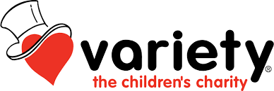 The logo for Variety, the children's charity, featuring a white chef's hat, a red heart, and the words 'variety' in bold black letters with 'the children's charity' in red underneath.