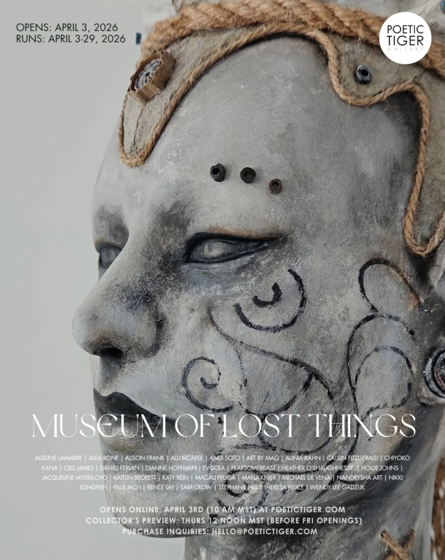 The Museum of Lost Things is now open at @poetictigergallery and runs until April 29! ✨️

The exhibition pays homage to the tradition of vanitas with overwhelming collections of objects, artifacts, sacred animals, botanicals, opulent rooms or worlds,