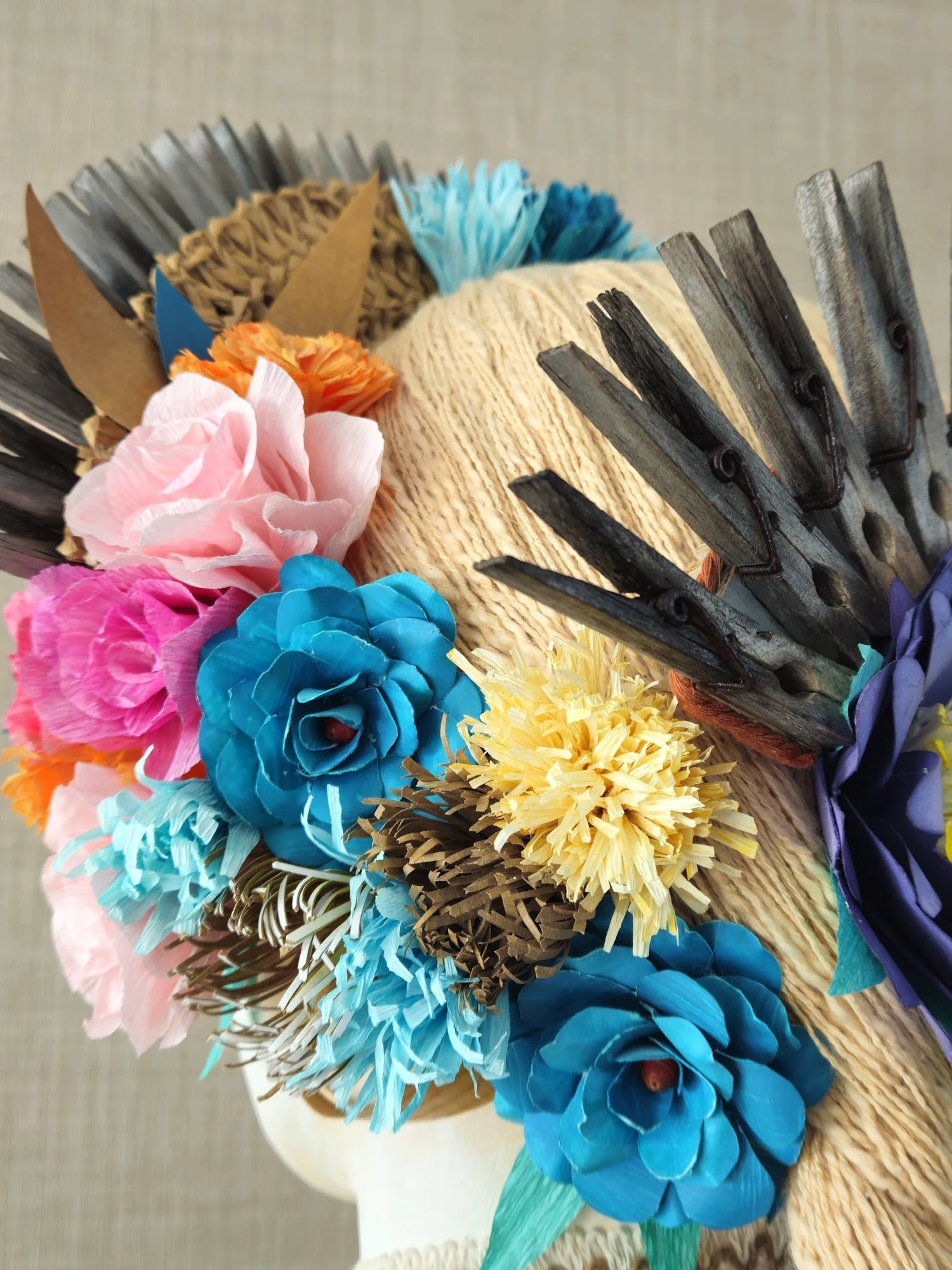 Colorful paper flowers headpiece