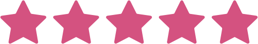 Five pink five-point star icons