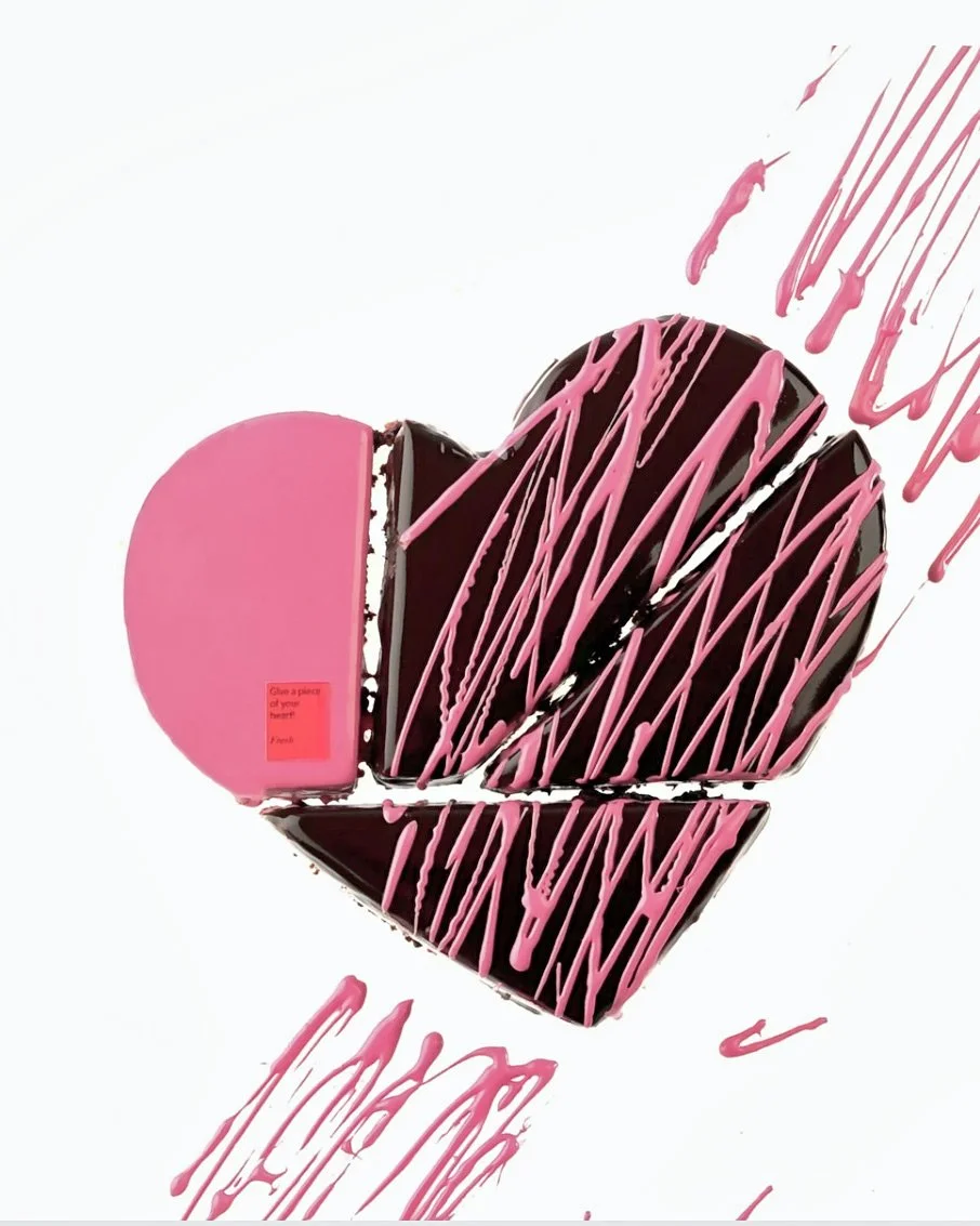 Commercial food photography & styling for Fresh Patisserie Valentine day  Heart cake