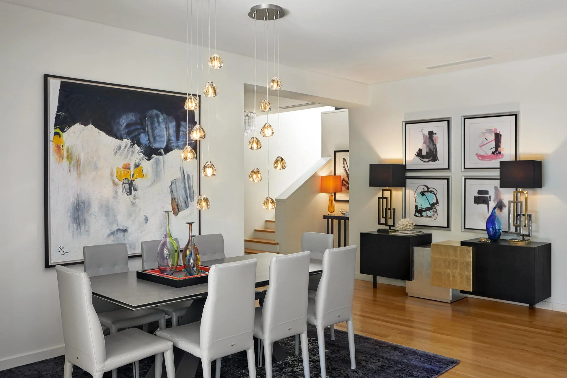 Luxury living room and dining area interior photography, Ekali residence by Sissy Feida.