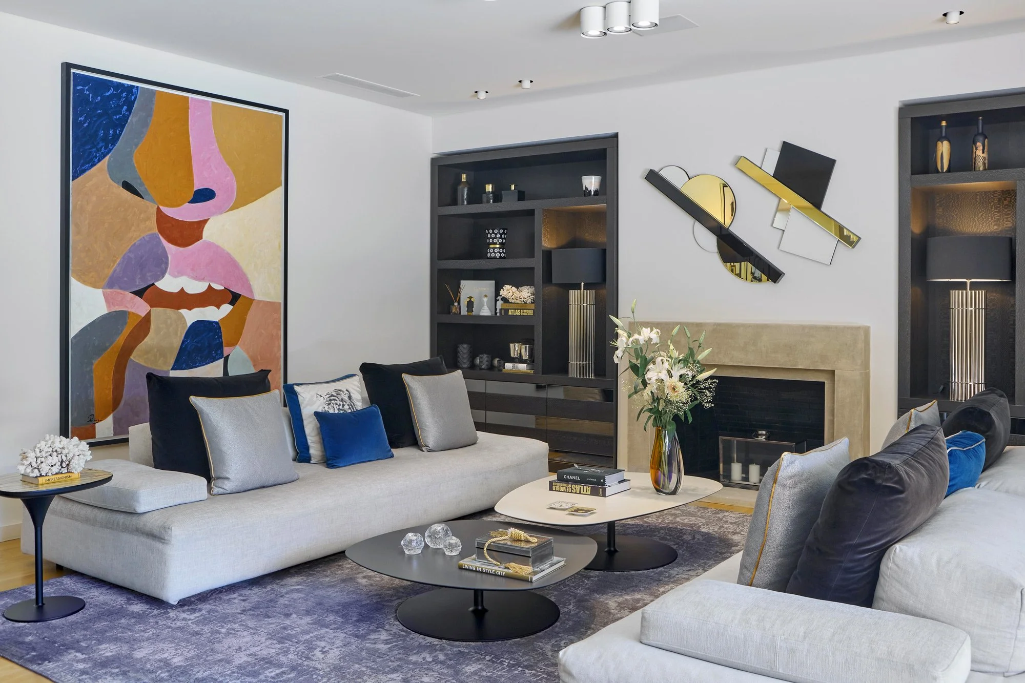 Luxury living room and dining area interior photography, Ekali residence by Sissy Feida.