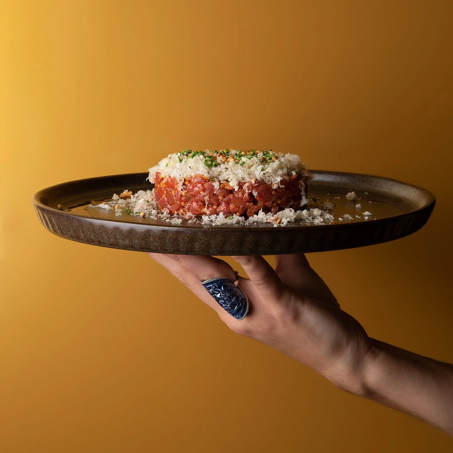 Gourmet tartar dish at Royal Monkey, captured by Stavros Kostakis Gastronomy Photography Athens.