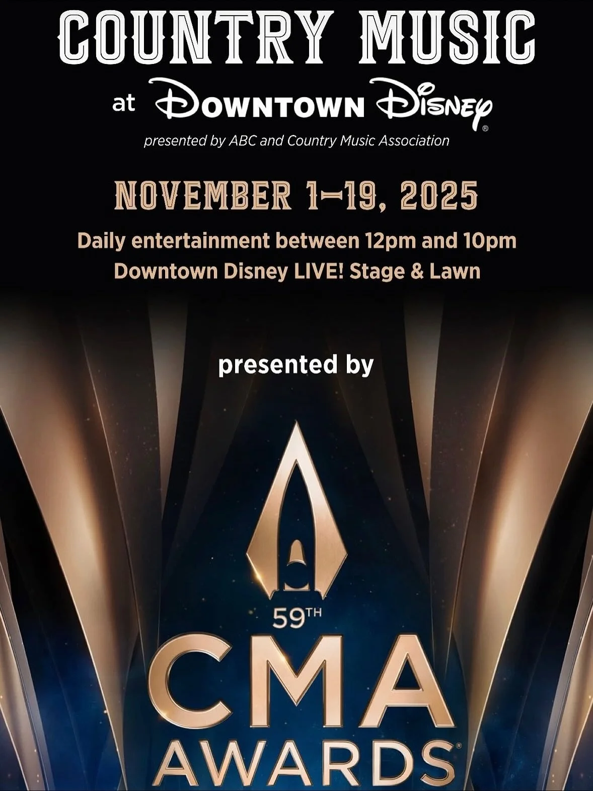 We are back @downtowndisney Friday Nov 7! All part of Country Music at DTD leading up to the #CMAawards. See all you mouseketeers there. 

630PM on the Mainstage

Next Downtown Disney Shows:
NOV 7
NOV 17
NOV 26

#anaheim #livemusic  #disneyland #disn