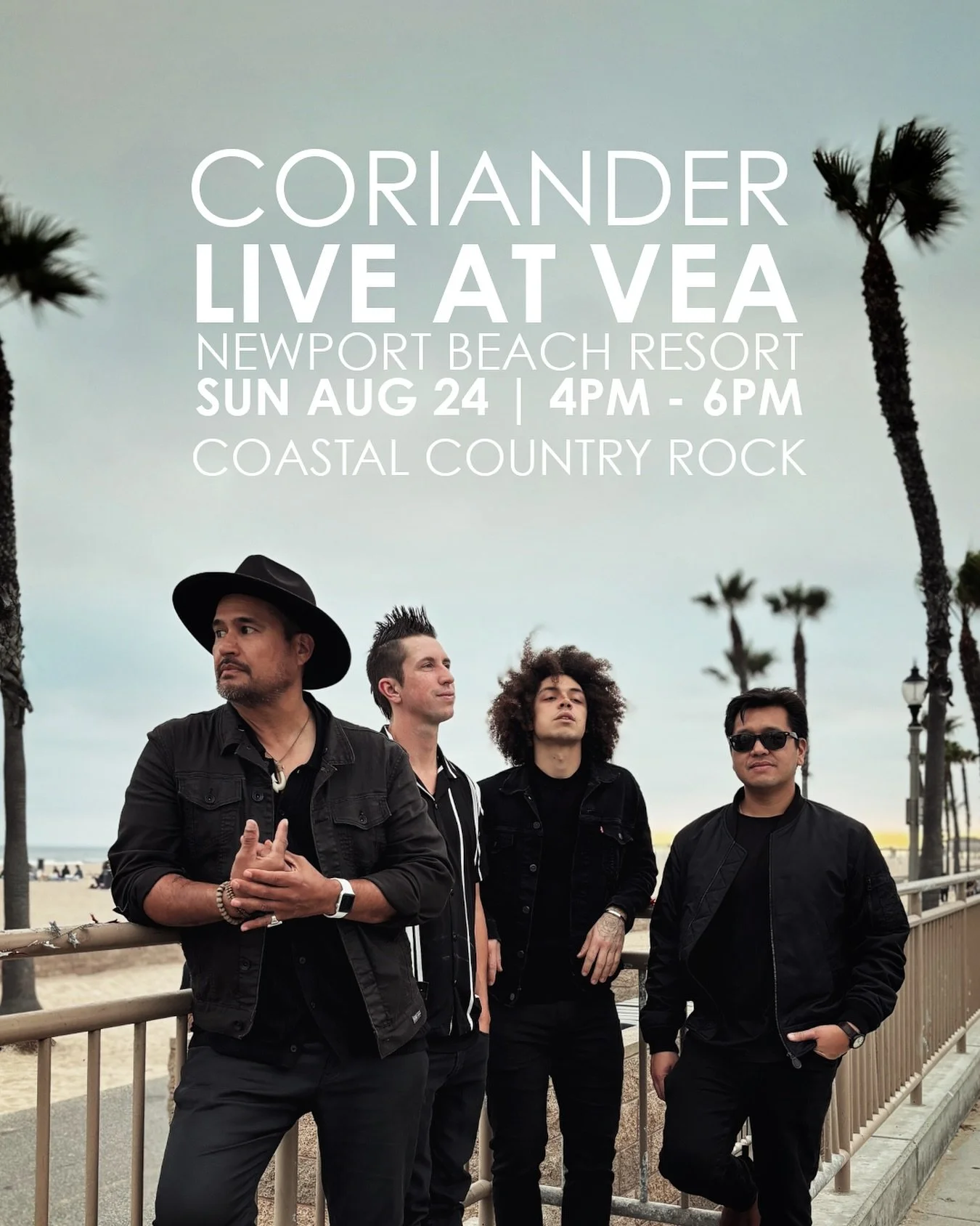 SUNDAY @veanewportbeach!

We celebrate our boy @philllopesmusic birthday 🎉 Summer ain&rsquo;t over yet so let&rsquo;s party 🤘🏾 

Grab your tix: 
https://www.eventbrite.com/e/summer-concert-series-at-vea-newport-beach-coriander-august-24th-tickets-