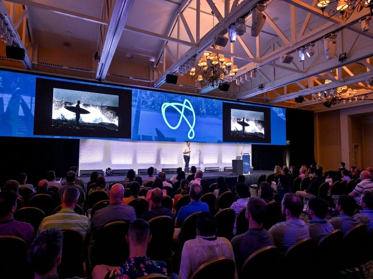Motivational speaker Mark Visser inspiring a corporate audience at an Australian event.