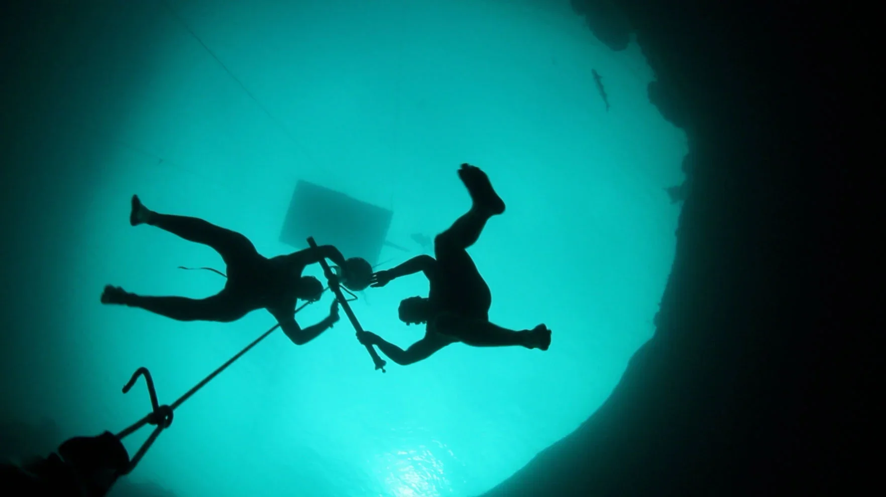 Mark Visser breath-hold training at Dean's Blue Hole, Bahamas