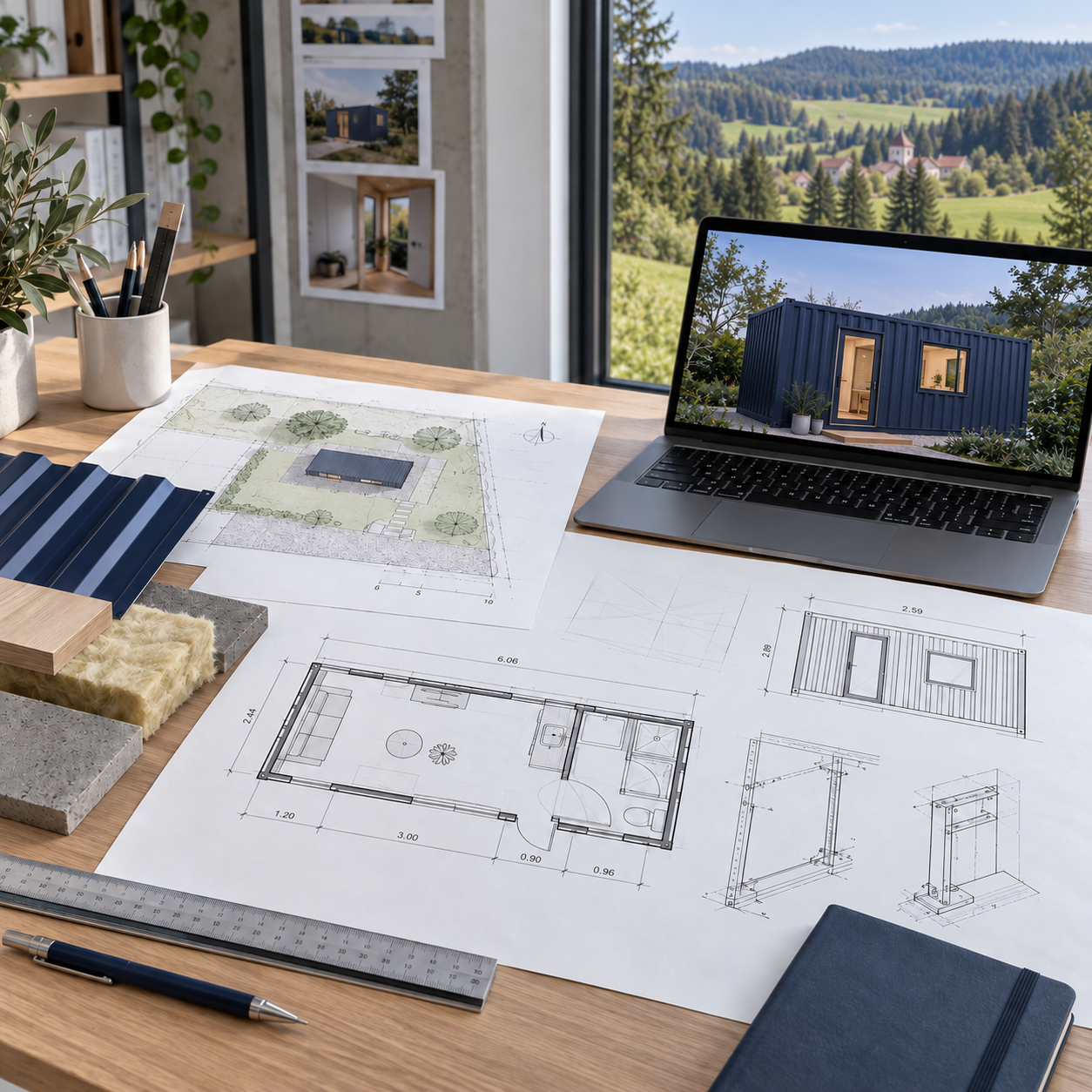 Plans techniques et modélisation 3D d’un projet de conteneur aménagé