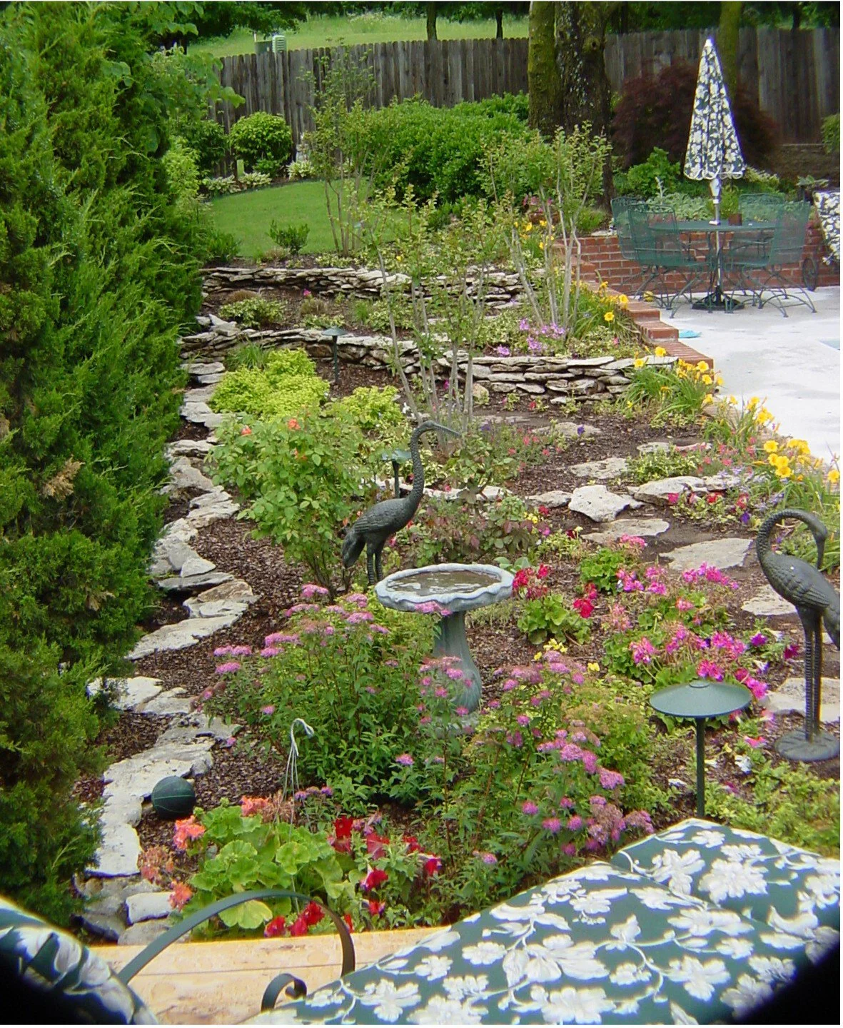 Tulsa landscape with sun-loving plants and vibrant flower beds