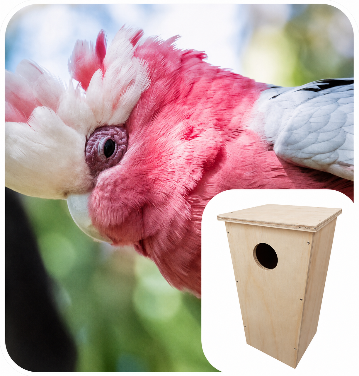 Australian made cockatoo nesting box with internal ladder for fledglings