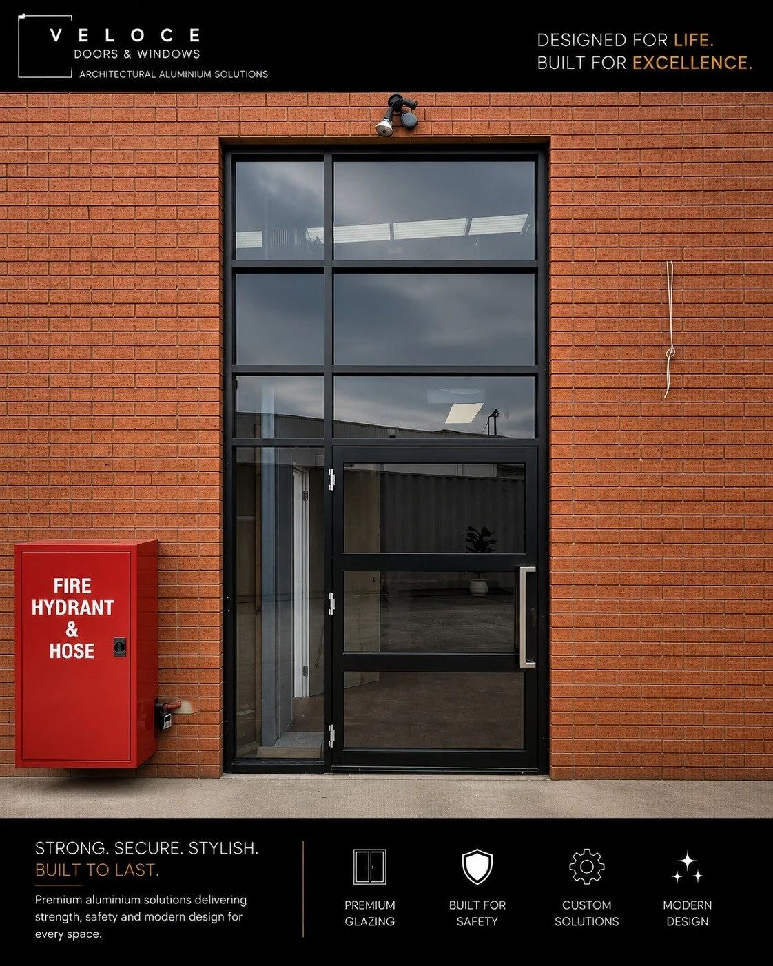 Factory entry, allowing for smooth and secur entry systems.

Built by Veloce Doors &amp; Windows.

 #AluminiumDoors #ModernDesign #ArchitecturalDesign #IndoorOutdoorLiving #CustomGlazing #VeloceDoorsAndWindows #SpaceTransformation