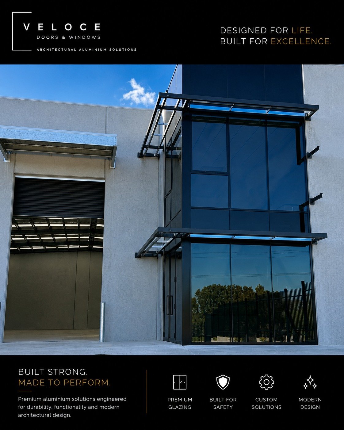 Warehouse shop front, this should attract some attention.

Built by Veloce Doors &amp; Windows.

 #AluminiumDoors #ModernDesign #ArchitecturalDesign #IndoorOutdoorLiving #CustomGlazing #VeloceDoorsAndWindows #SpaceTransformation