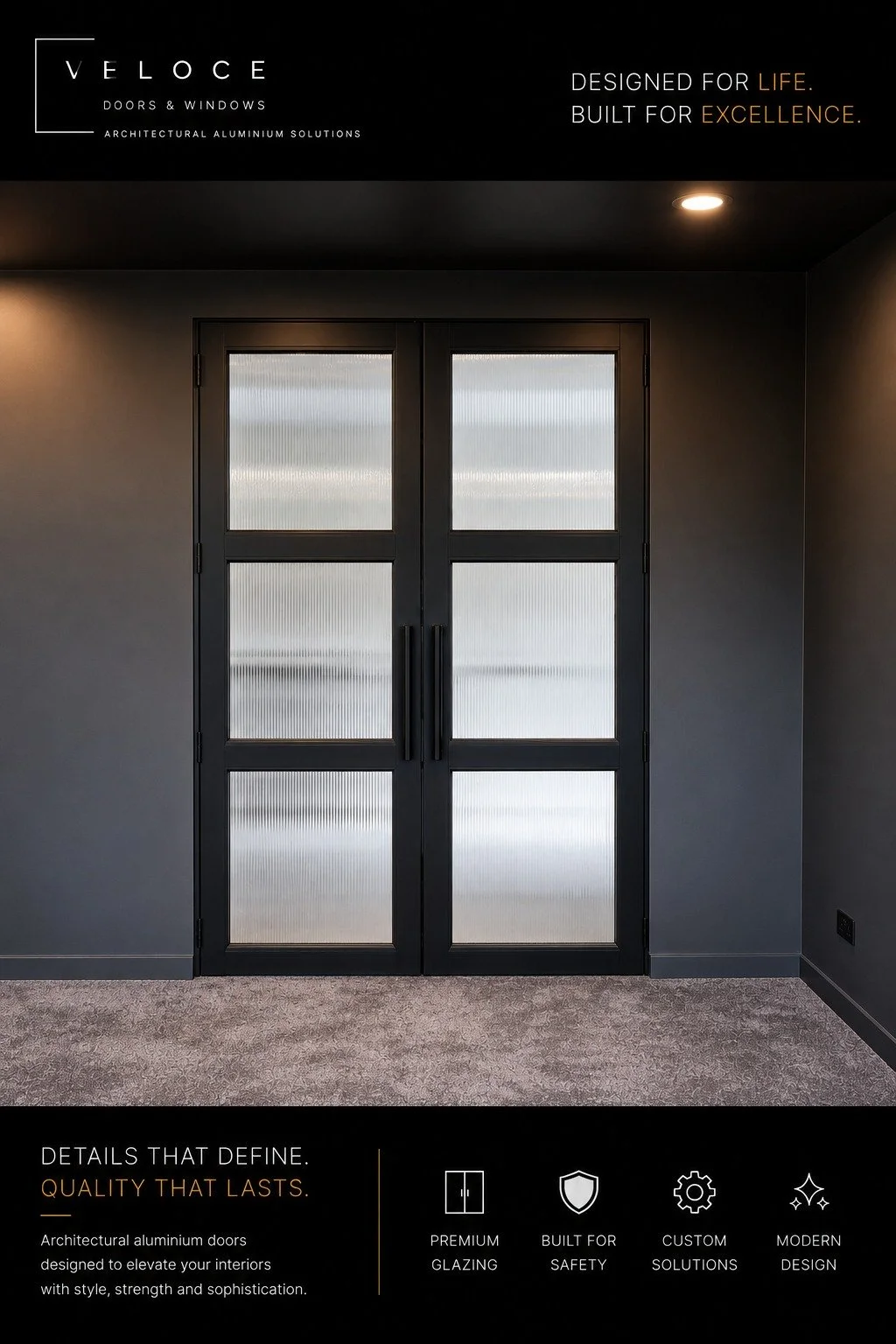 Enter the theatre, Double glazed narrow reed.

Built by Veloce Doors &amp; Windows.

 #AluminiumDoors #ModernDesign #ArchitecturalDesign #IndoorOutdoorLiving #CustomGlazing #VeloceDoorsAndWindows #SpaceTransformation
