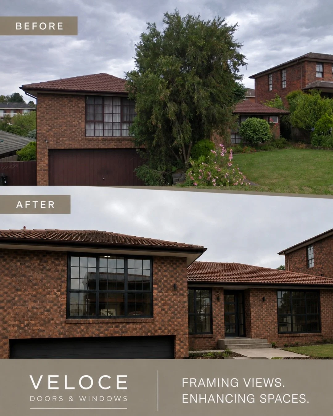 A transformation worth framing.

This home has been given a bold new look with premium monument matte aluminium windows and doors, the client opted for colonial bars, enhancing the facade while bringing in more natural light, this home also has premi