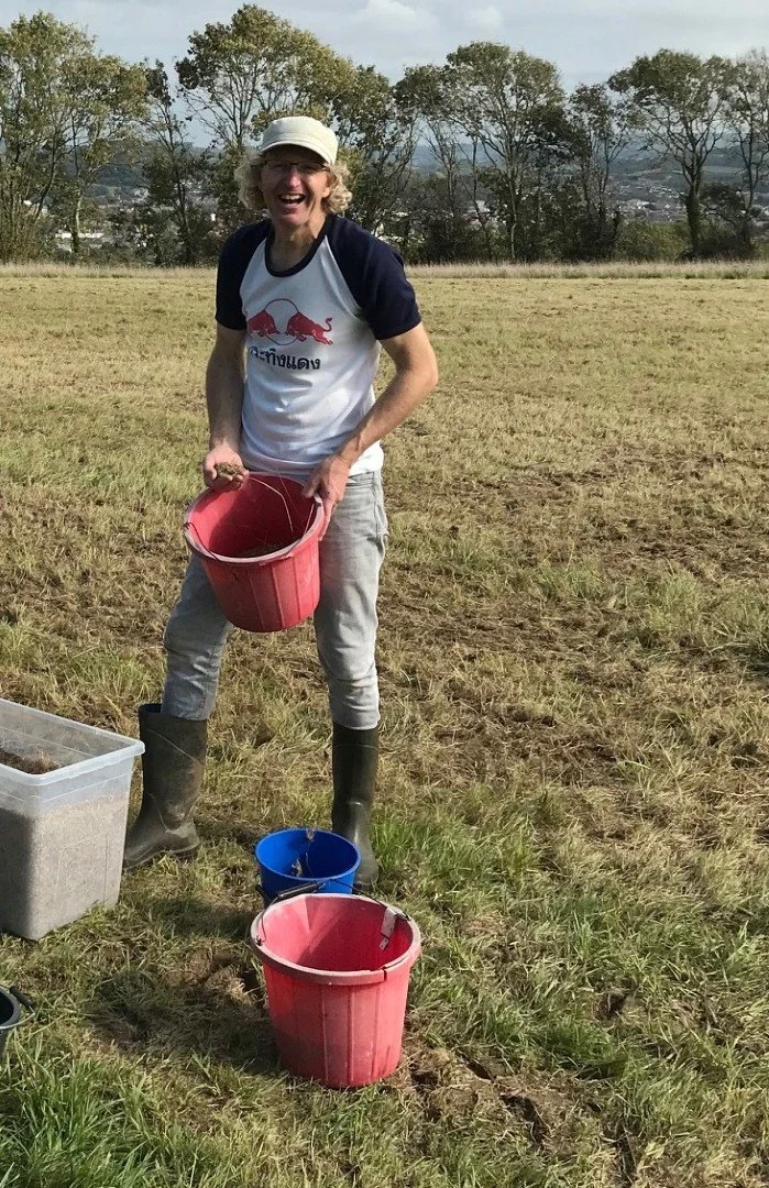 Nick Gray sowing wildflowers