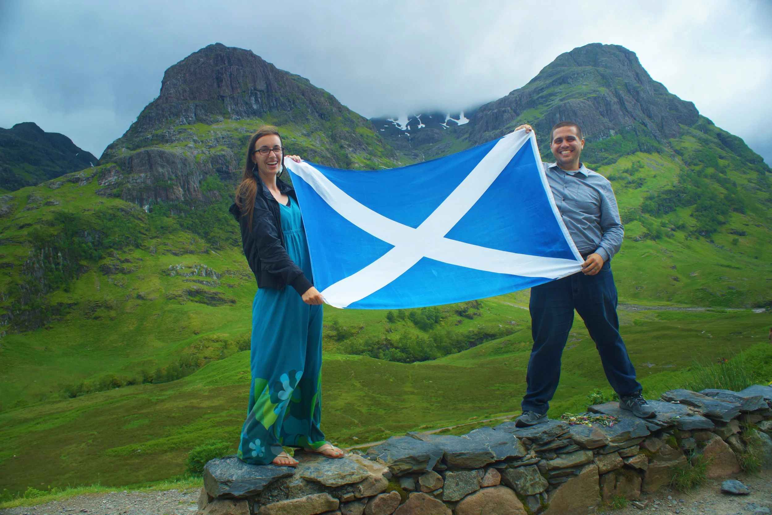 Glencoe with Scottish flag