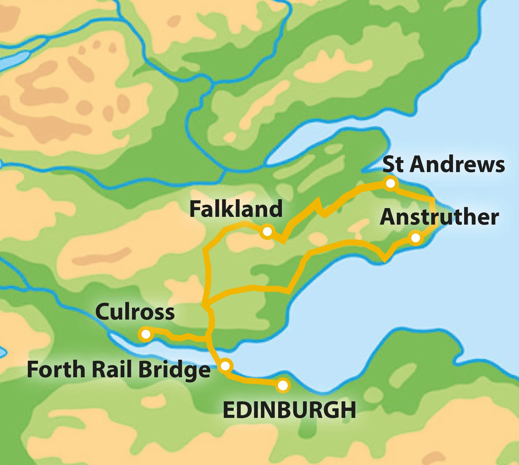 St Andrews, Outlander and the Fishing Villages of Fife - MAP.jpg