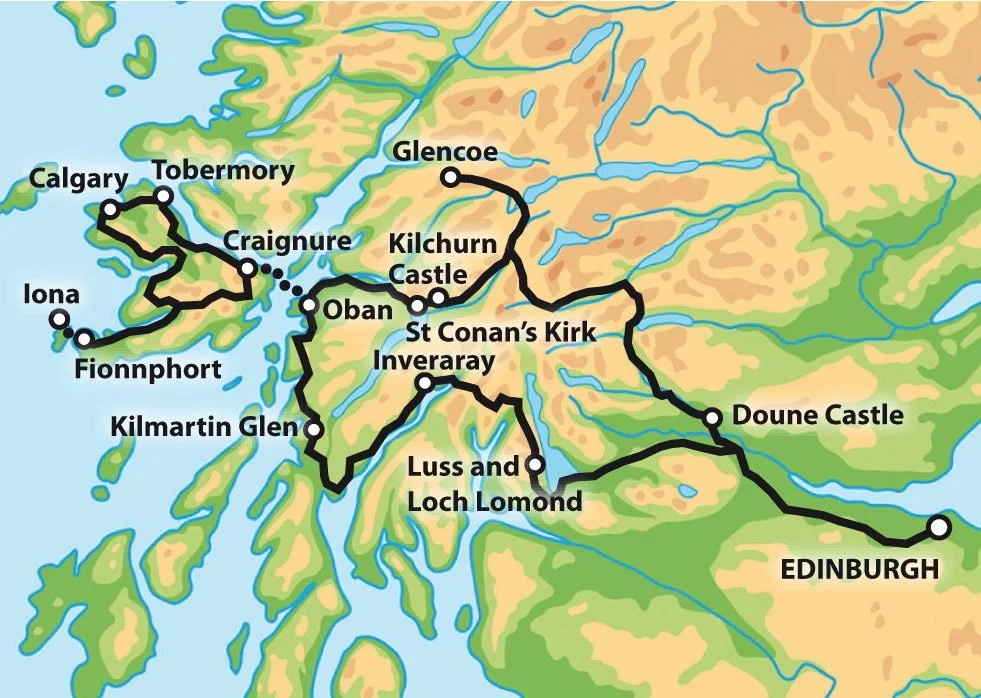 Map Mull Iona and Oban