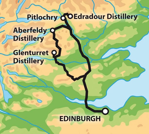 Map of Three Distilleries Highland Whisky Tour