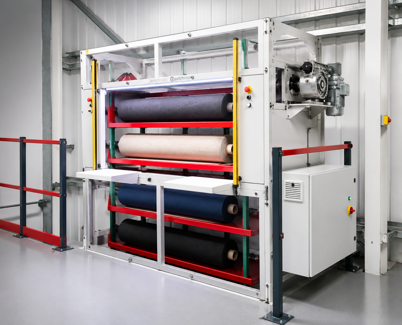ROLL CAROUSELS.
Taking full advantage of space available in a warehouse can be difficult but is essential in order to maximise storage and increase efficiency. A rotating carousel can act as either a storage unit for cloth rolls to take advantage of 
