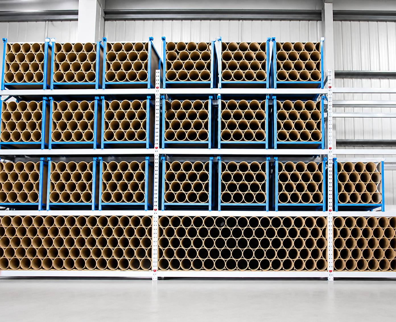 HONEYCOMB RACKING.
Our specialist honeycomb racking system allows each roll to have it's own location within the rack preventing any crushing from the weight of other rolls and meaning the roll is easy to remove and replace into it's location. We can