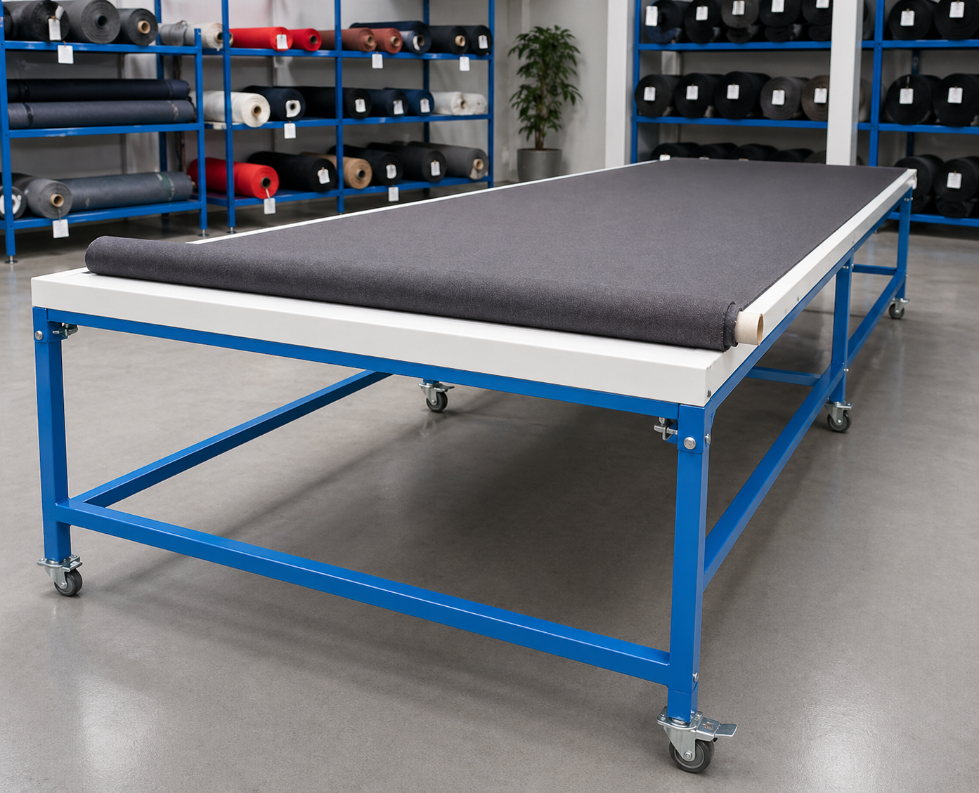 LAY UP TABLES.
Our laying up tables provide a solution for customers who want to lay out large lengths of cloth for cutting, pattern cutting and stacking of cloth. Built to customers' requirements.