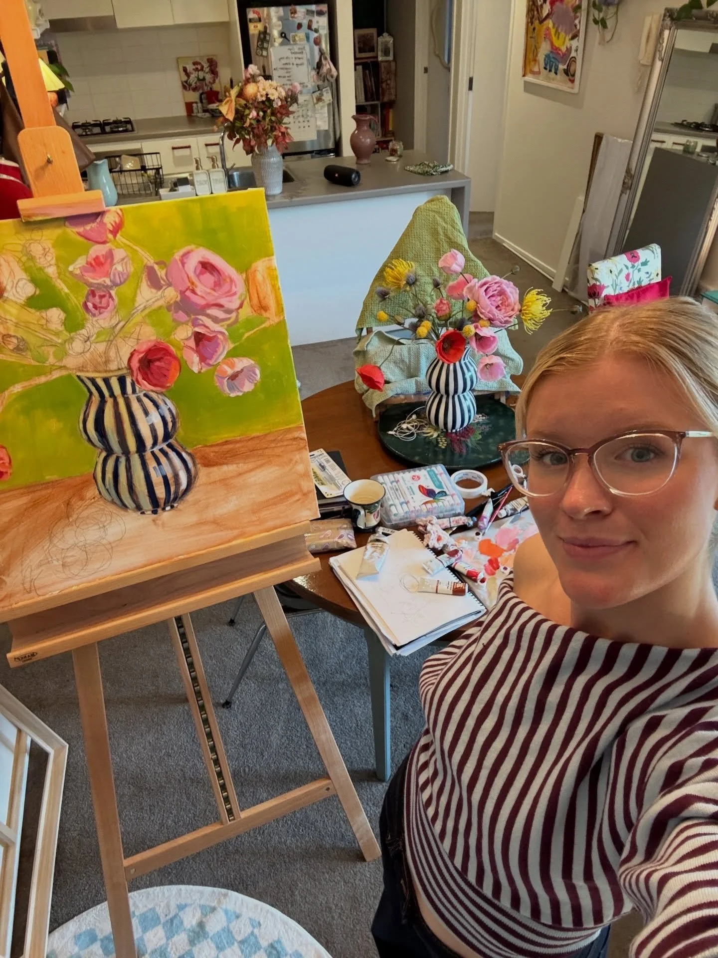 The coordinating stripes were unintentional