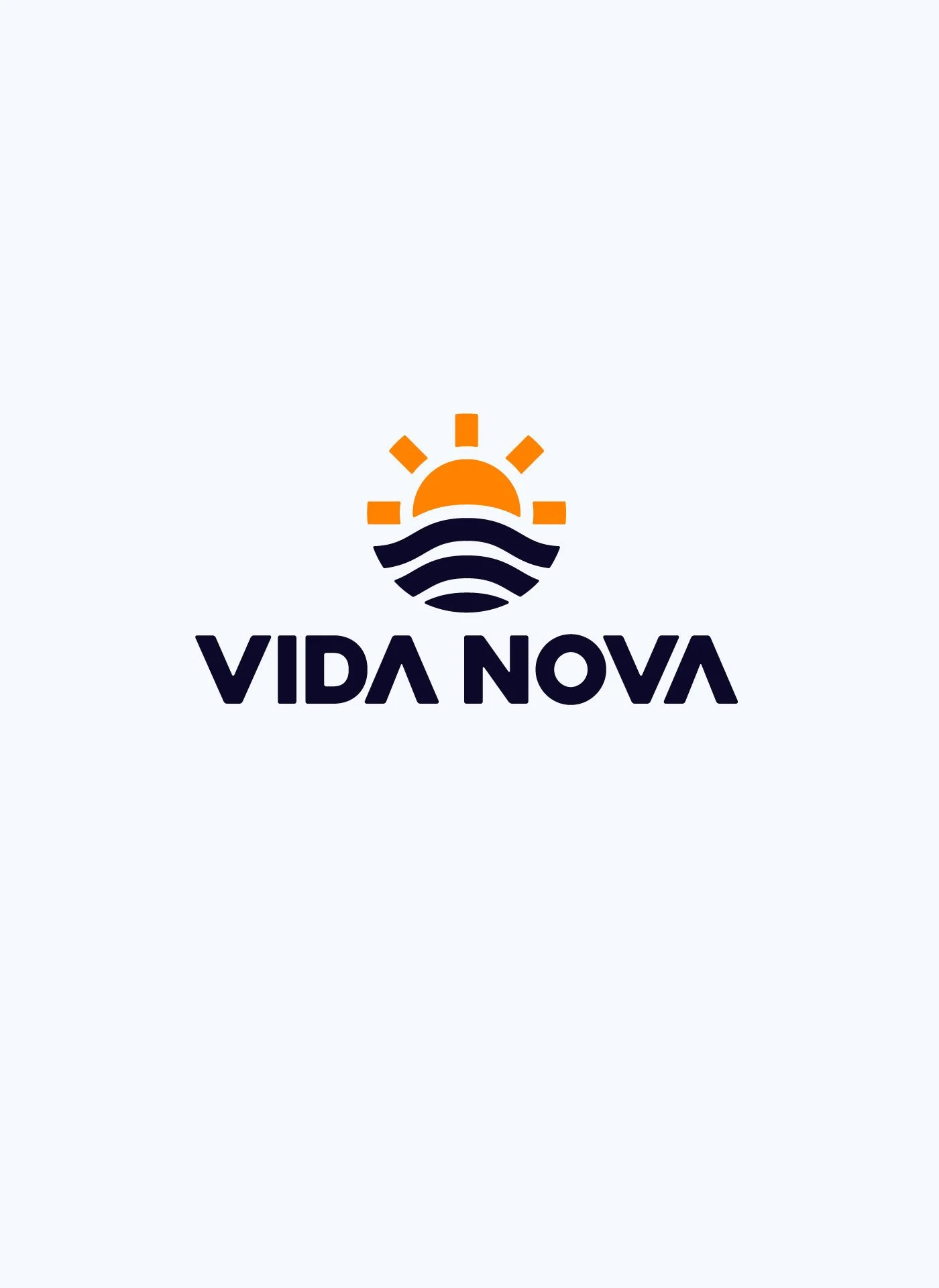 Logo with a stylized sun and waves above the words 'VIDA NOVA' on a light background.