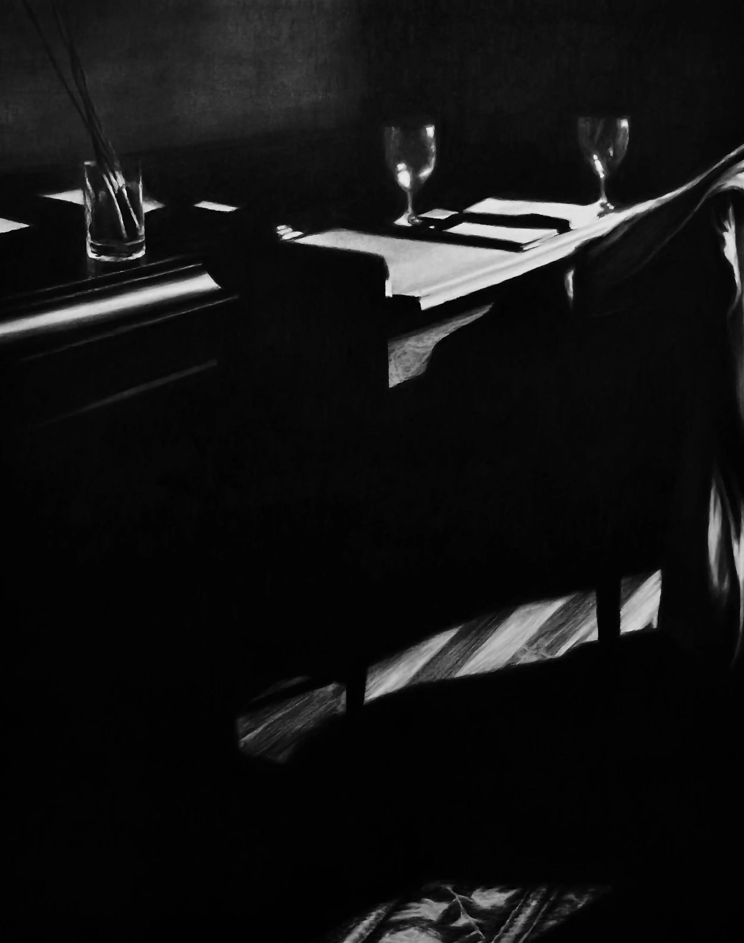 Interior, charcoal on paper, 90cm x 70cm.