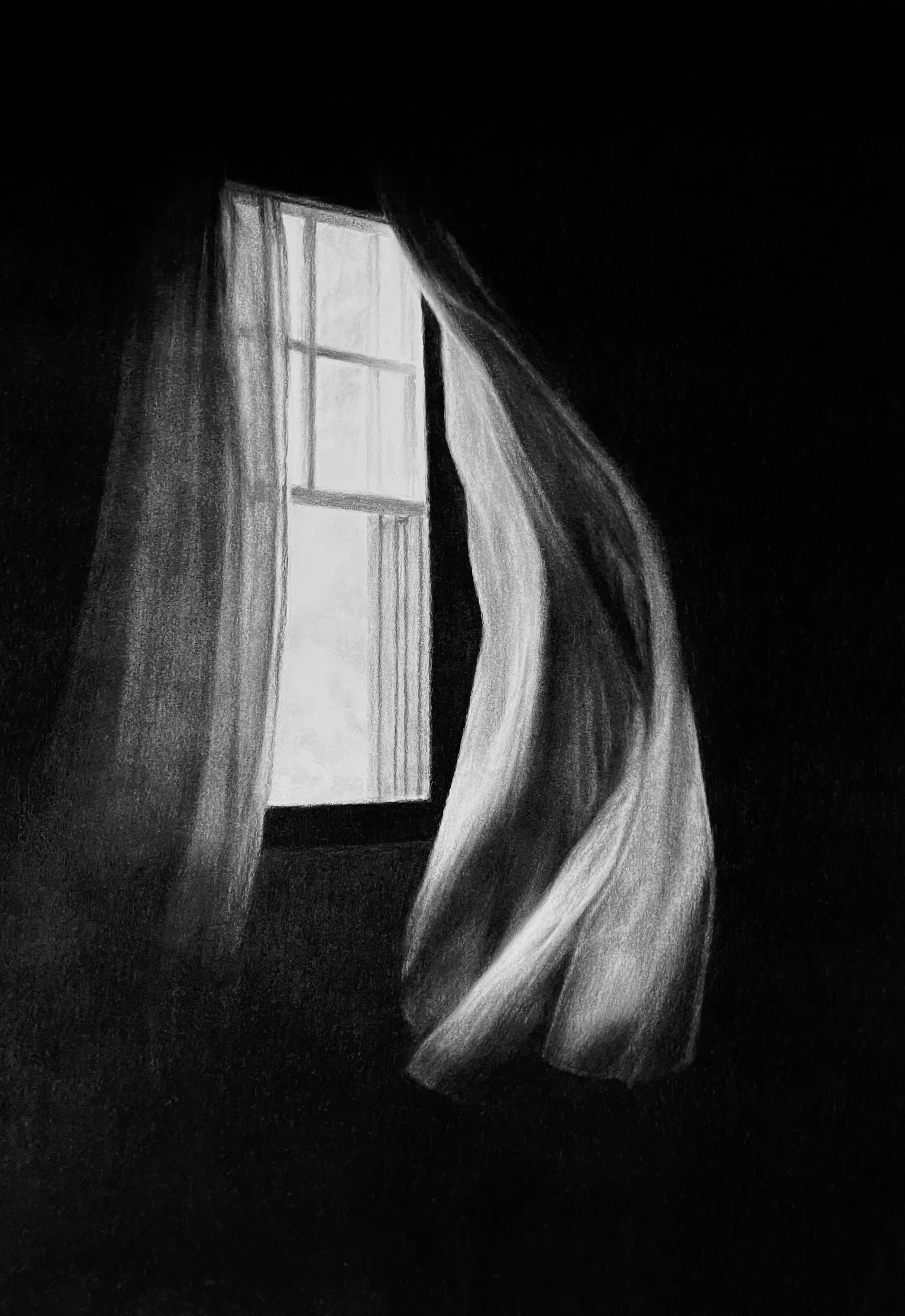 Interior, charcoal on paper, 70cm x 51cm.