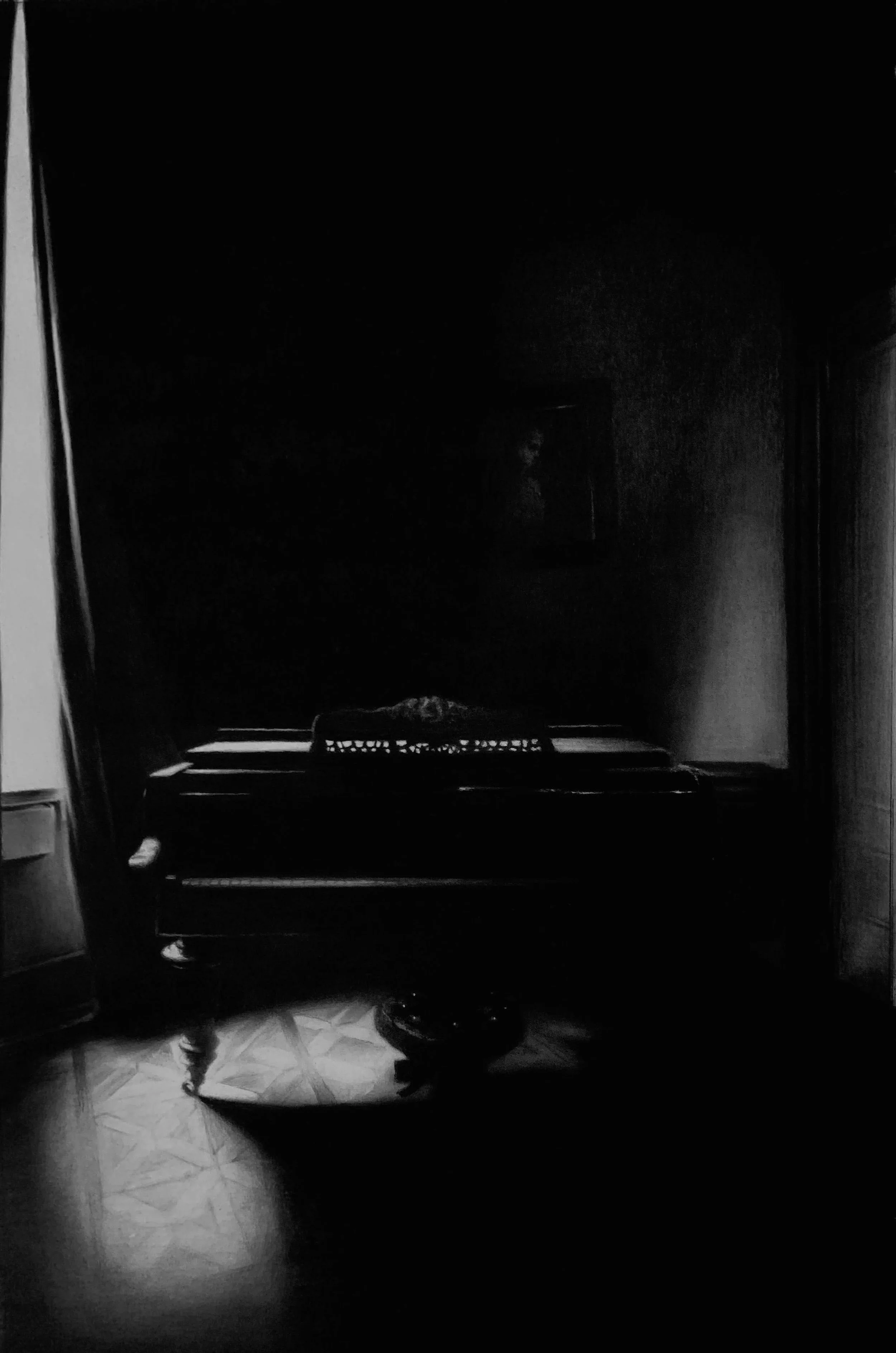 Interior, charcoal on paper, 90cm x 60cm.