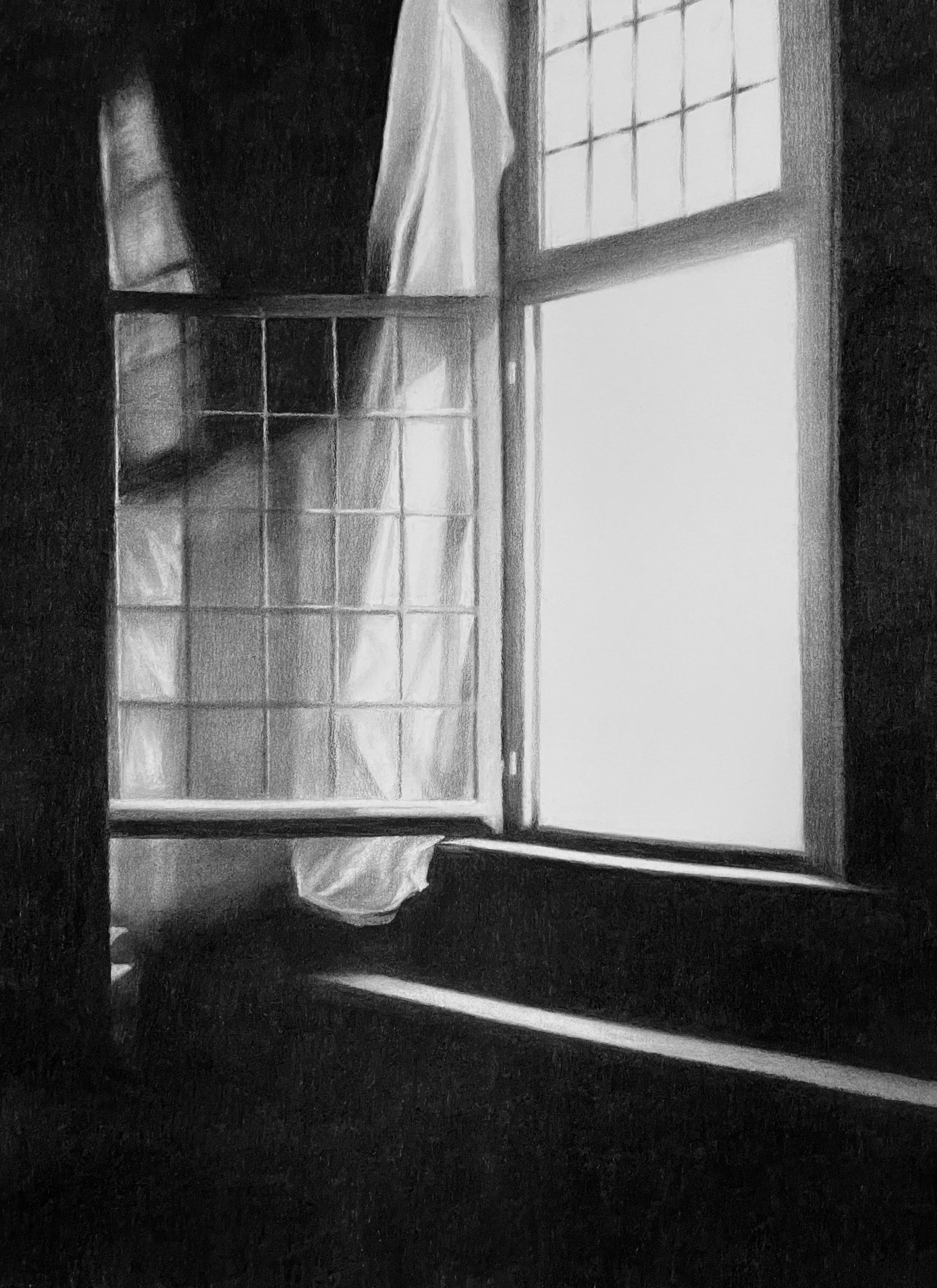 Interior, charcoal on paper, 74cm x 55cm.