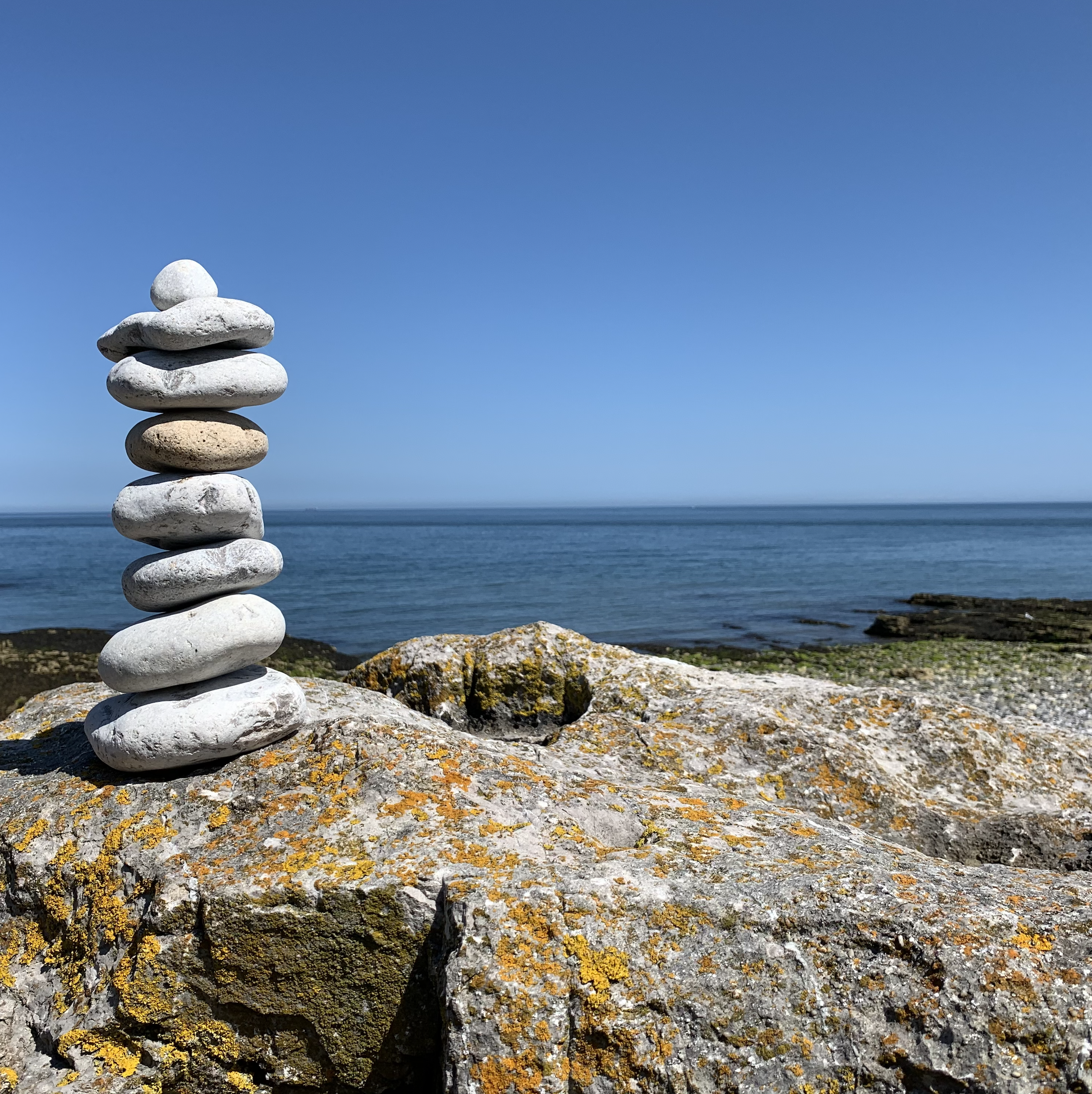 Pebble stack at Penmon Point, Anglesey