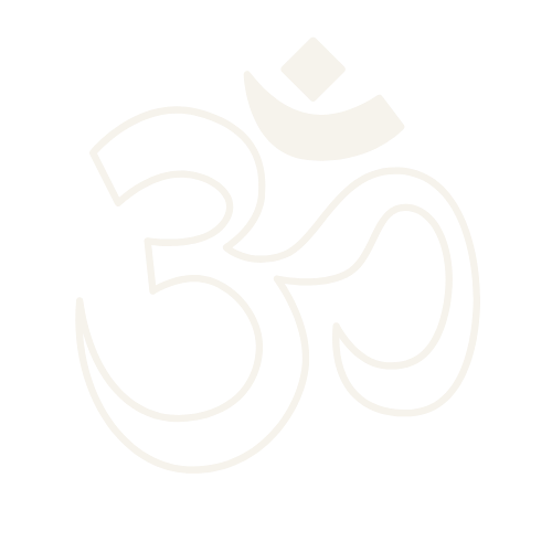 Stylized white Om symbol on a black background.