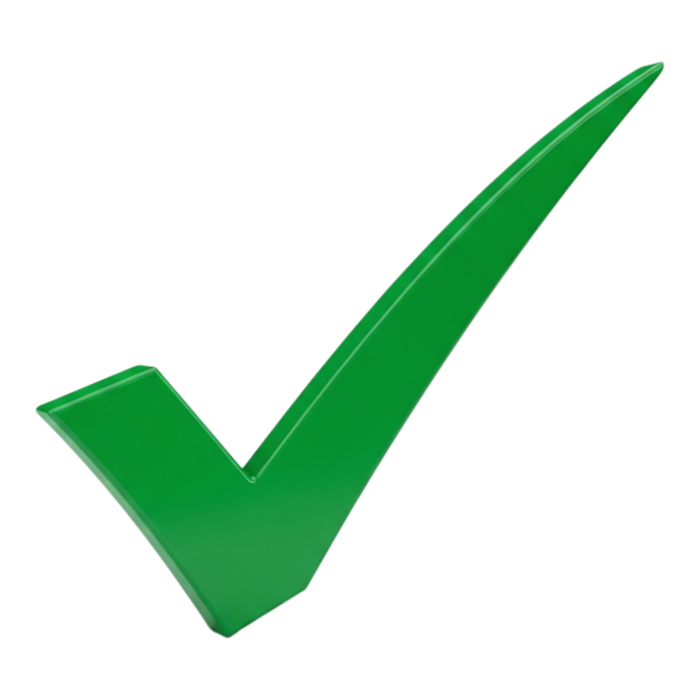 Green checkmark symbol.