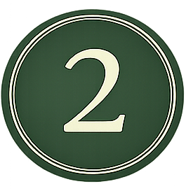 Green circular sign with white number 2 in the center.