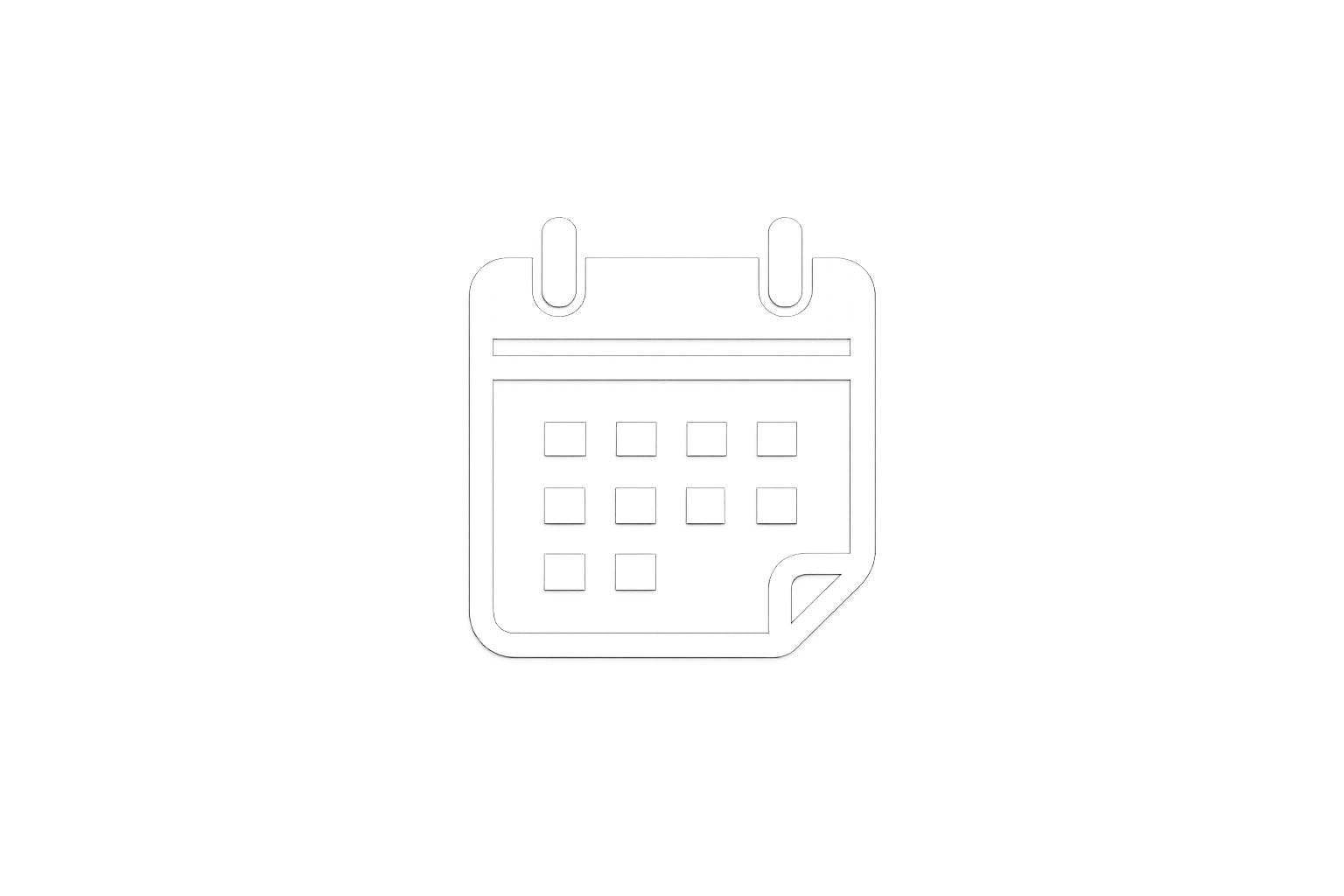Icon of a calendar with a curled corner at the bottom right.