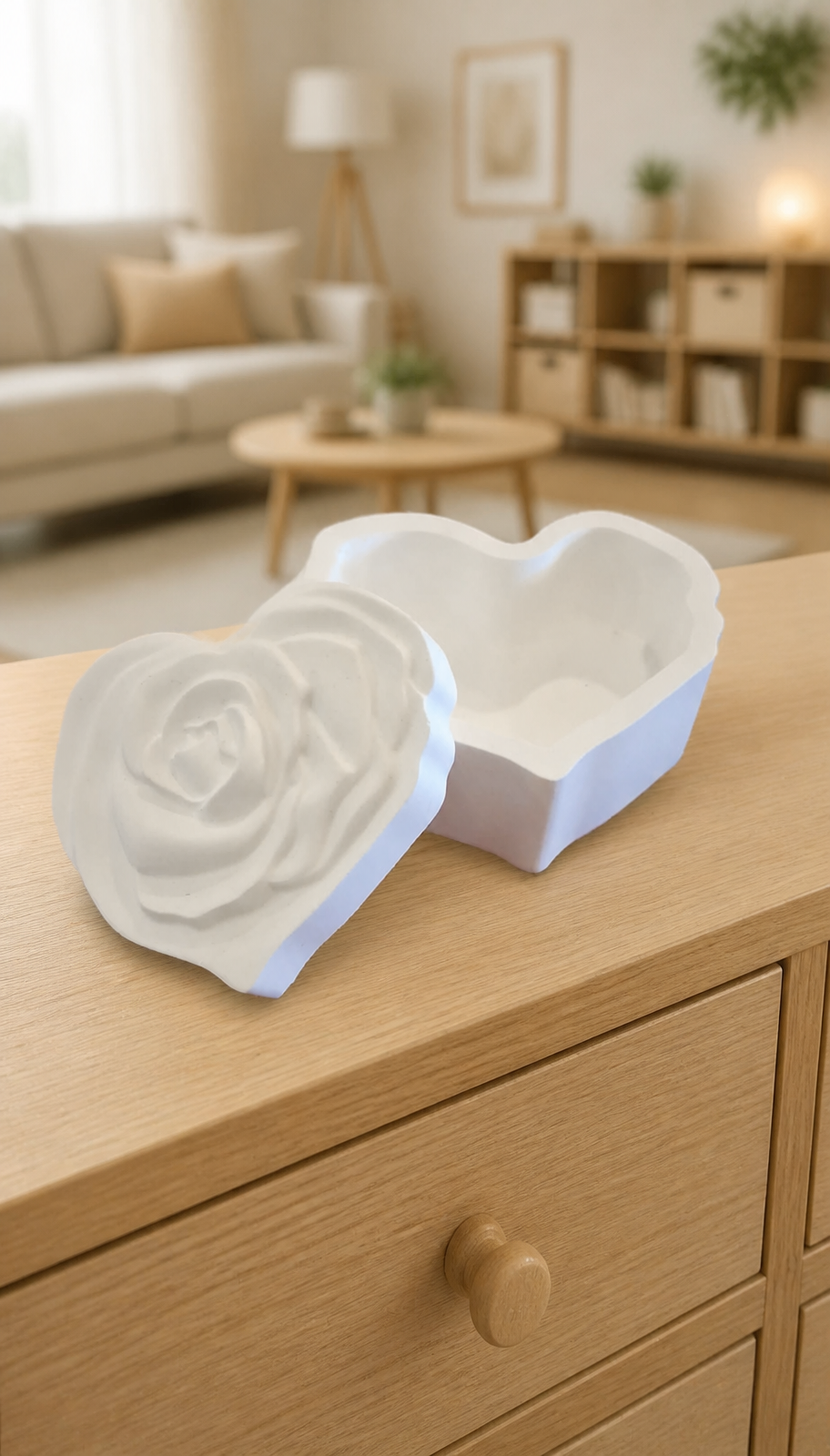 Boîte Coffret Cœur Sculpté « Rose Éternelle »