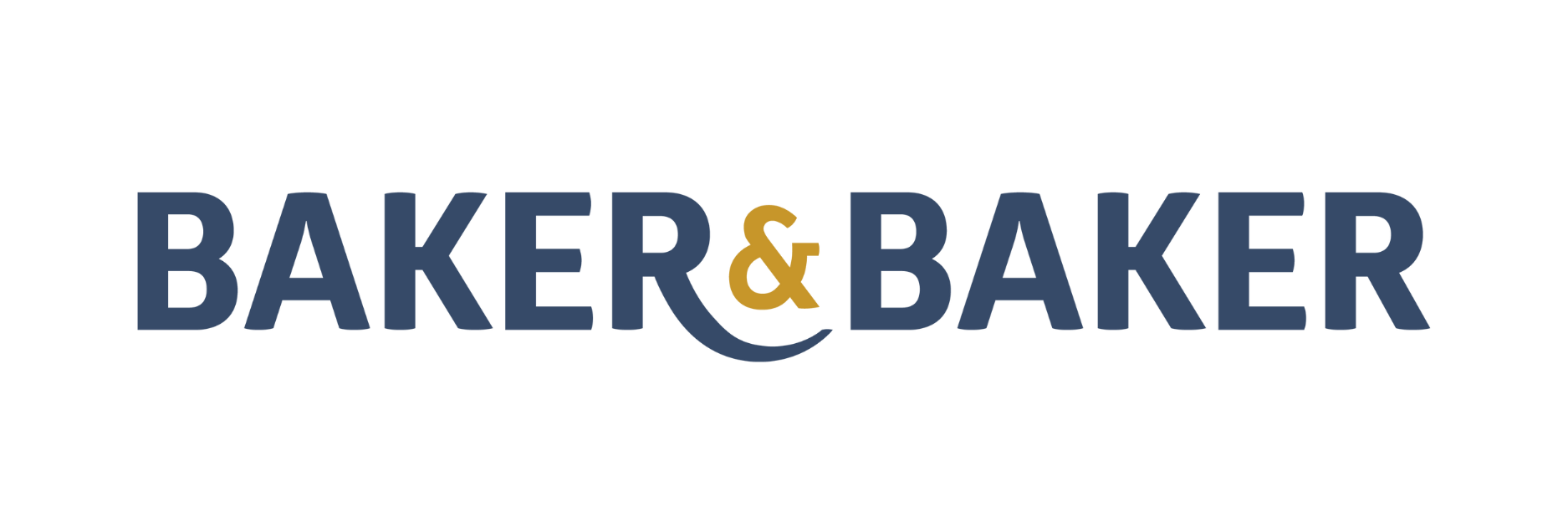 Logo for Baker & Baker with stylized text in blue and gold.